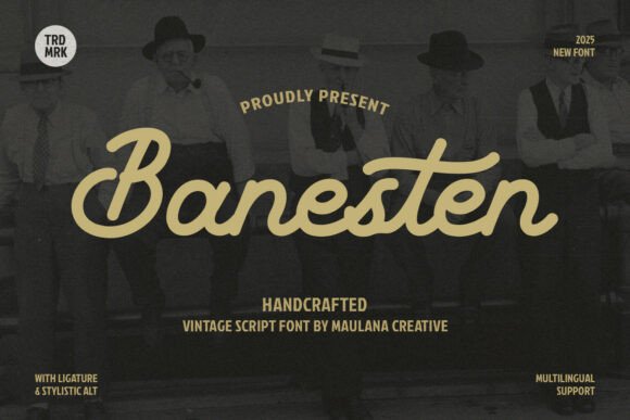 Banesten Font for Vintage Craft Projects